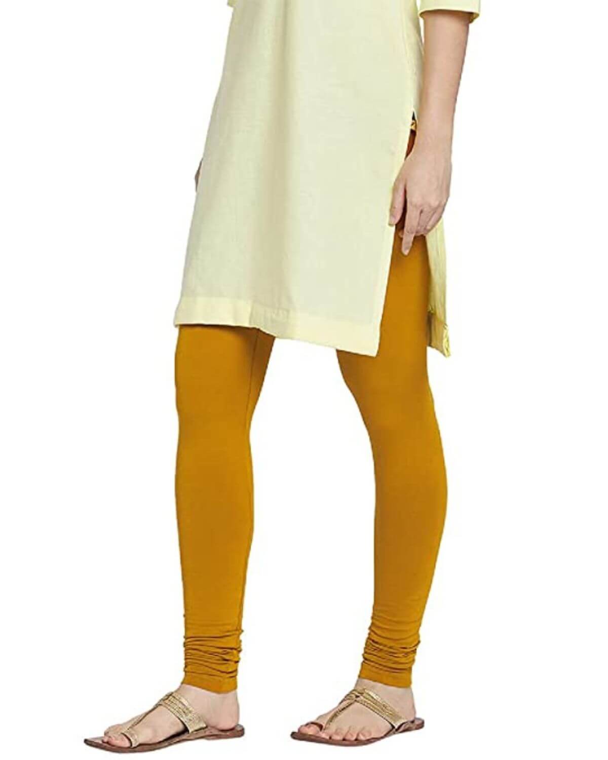 Women's Regular Fit Super Comfy Lycra Cotton Stretchable Leggings for Women, Mustard