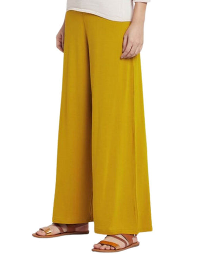 Mustard Rayon Cotton Regular Fit Palazzo Pants for Women 