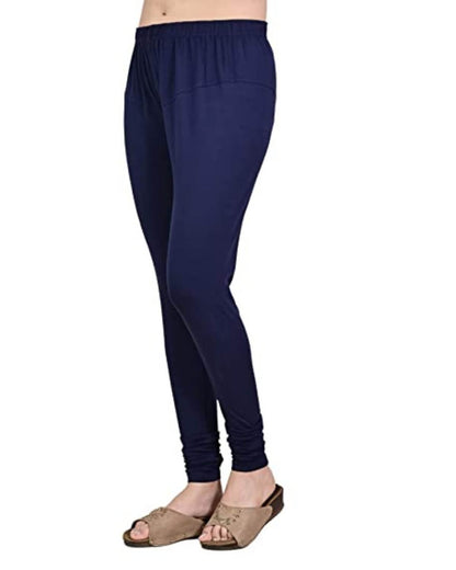 Women's Regular Fit Super Comfy Lycra Cotton Stretchable Leggings for Women, Navy Blue