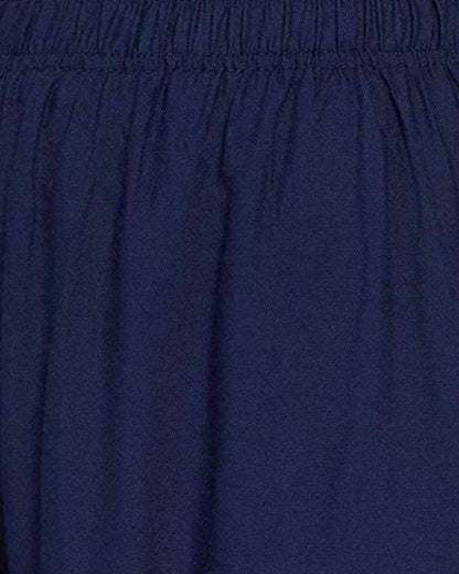 Navy Blue Rayon Cotton Regular Fit Palazzo Pants for Women 