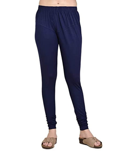 Women's Regular Fit Super Comfy Lycra Cotton Stretchable Leggings for Women, Navy Blue