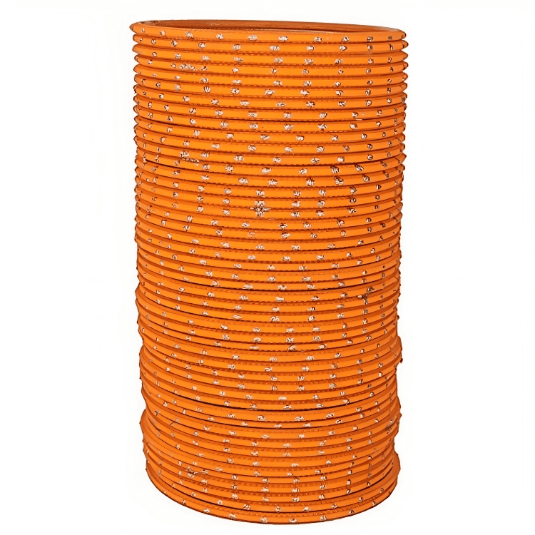 Orange Textured Bangles with Golden Dots Metal Bangles Set of 48 Bangles