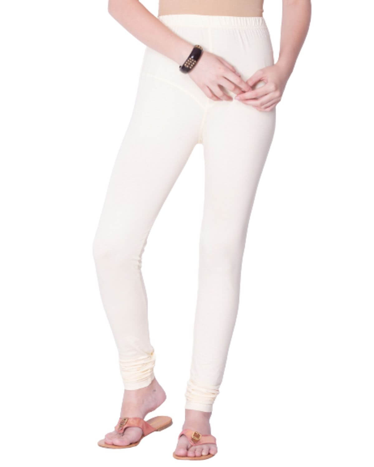 Women's Regular Fit Super Comfy Lycra Cotton Stretchable Leggings for Women, Off White