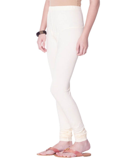 Women's Regular Fit Super Comfy Lycra Cotton Stretchable Leggings for Women, Off White