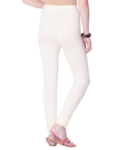 Women's Regular Fit Super Comfy Lycra Cotton Stretchable Leggings for Women, Off White