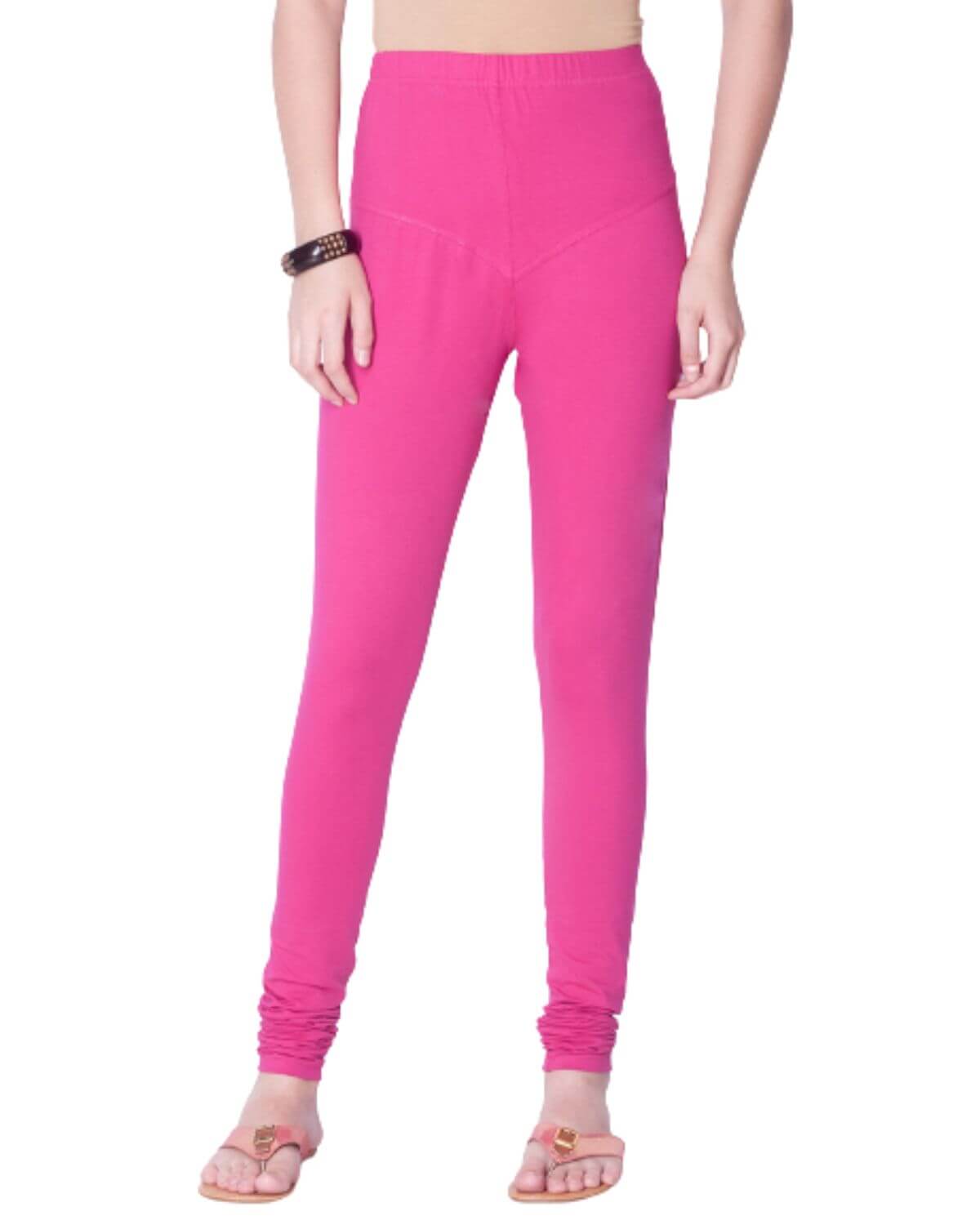 Women's Regular Fit Super Comfy Lycra Cotton Stretchable Leggings for Women, Pink