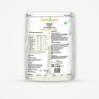 Saatdaana Premium Dates pouch back side with nutrition information, ingredients and storage details