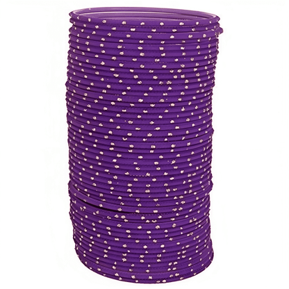 Purple Textured Bangles with Golden Dots Metal Bangles Set of 48 Bangles