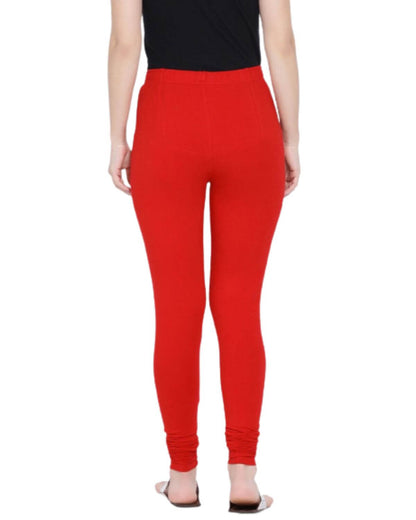 Women's Regular Fit Super Comfy Lycra Cotton Stretchable Leggings for Women, Red