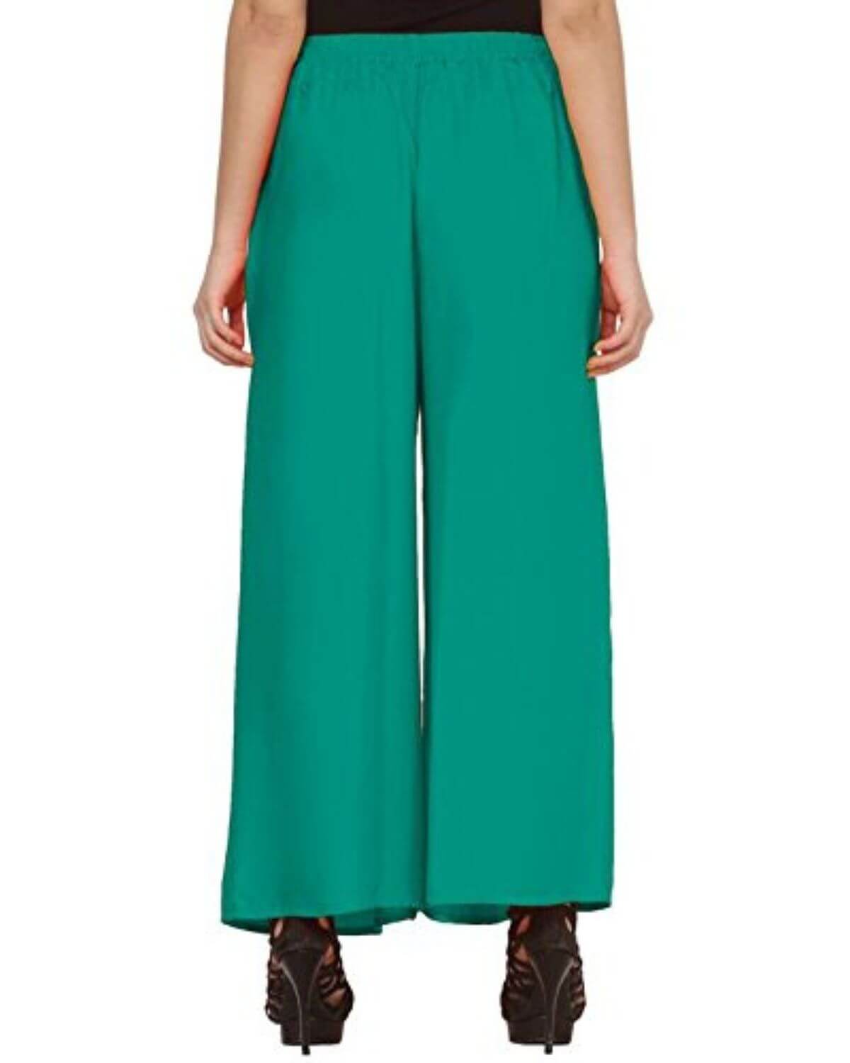 Rama Green Rayon Cotton Regular Fit Palazzo Pants for Women 