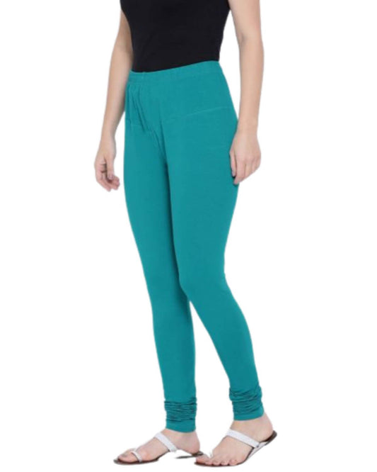 Women's Regular Fit Super Comfy Lycra Cotton Stretchable Leggings for Women, Rama Green