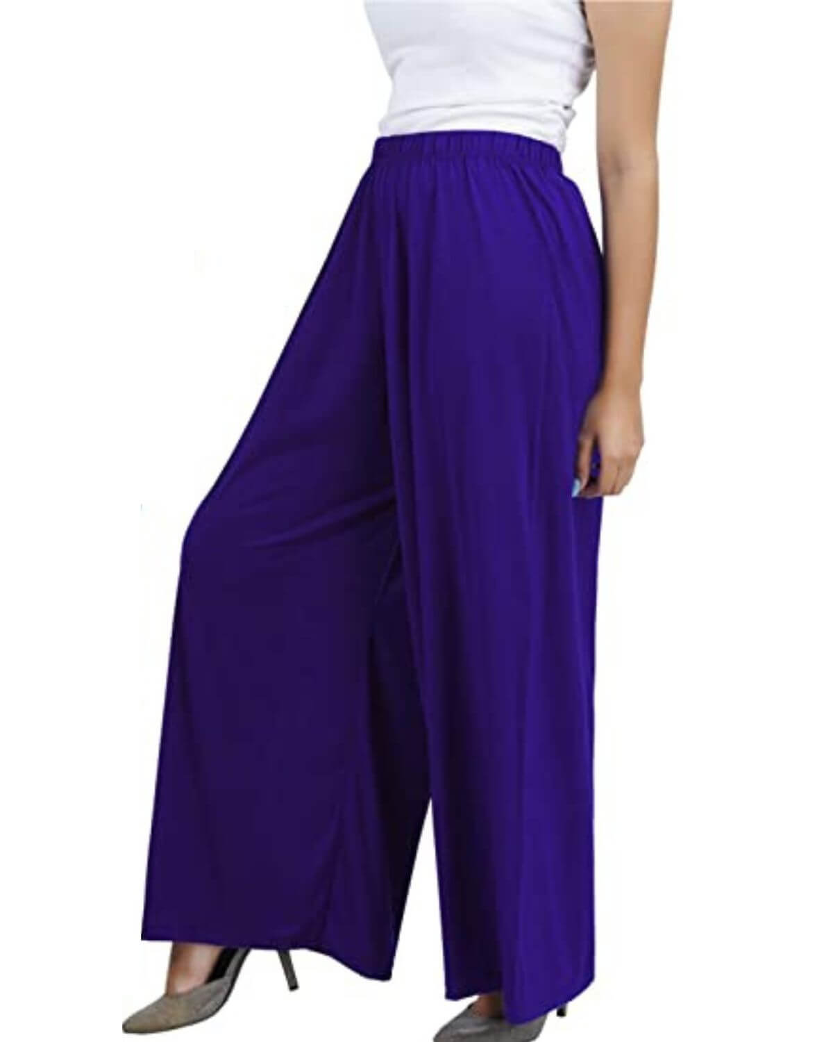 Royal Blue Rayon Cotton Regular Fit Palazzo Pants for Women 