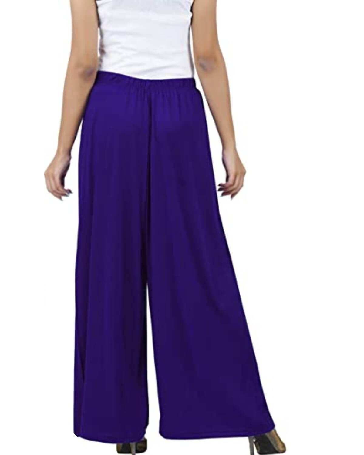 Royal Blue Rayon Cotton Regular Fit Palazzo Pants for Women 