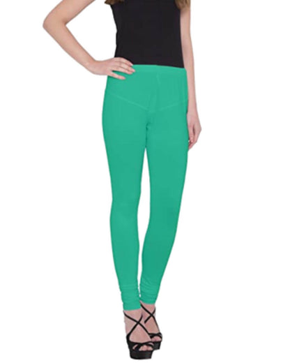 Women's Regular Fit Super Comfy Lycra Cotton Stretchable Leggings for Women, Sea Green