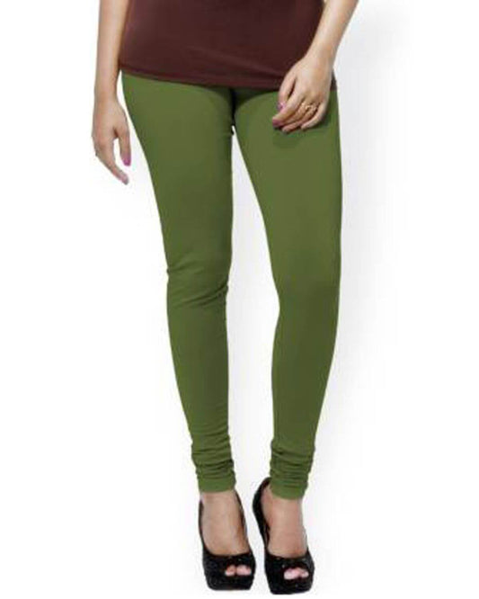 Women's Regular Fit Super Comfy Lycra Cotton Stretchable Leggings for Women, Solid Mehendi