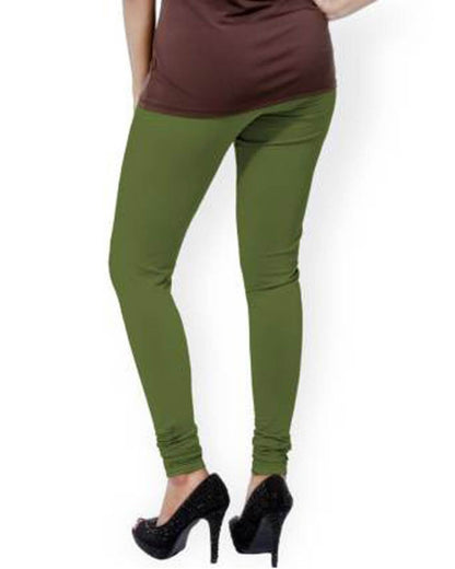 Women's Regular Fit Super Comfy Lycra Cotton Stretchable Leggings for Women, Solid Mehendi