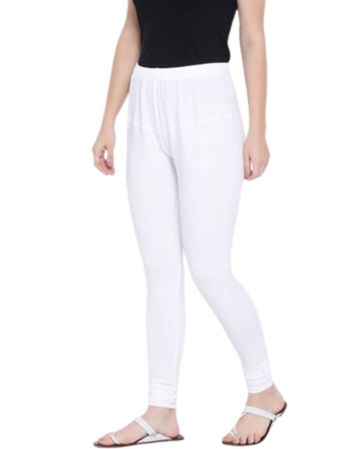 Women's Regular Fit Super Comfy Lycra Cotton Stretchable Leggings for Women, White