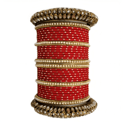 Graceful Oxidized Brass Kada with adorned Golden Dot Matte Texture Metal Bangles Set for women.