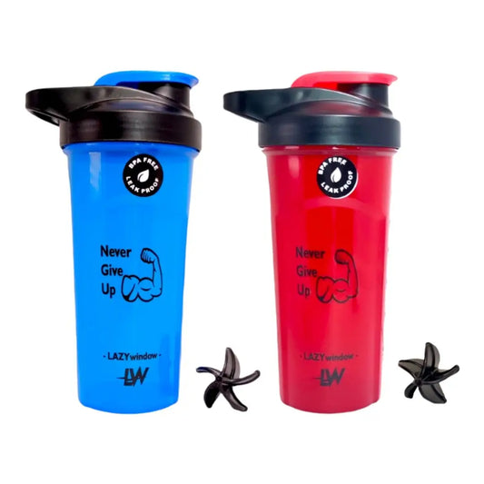 Premium Plastic Gym Shaker Bottle | Protein Shaker with Blending ball 600ml (Pack of 2)