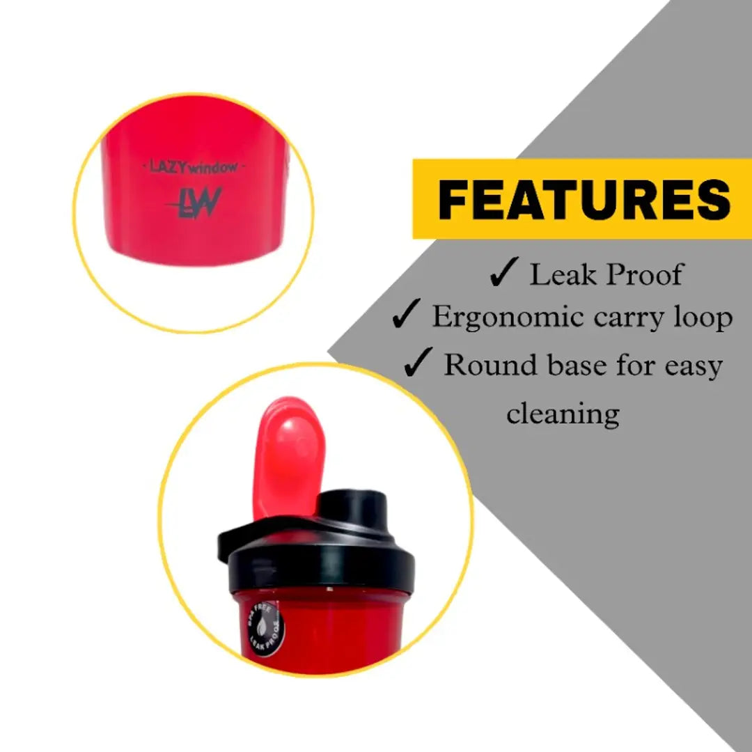 Premium Plastic Gym Shaker Bottle | Protein Shaker with Blending ball 600ml (Pack of 2)