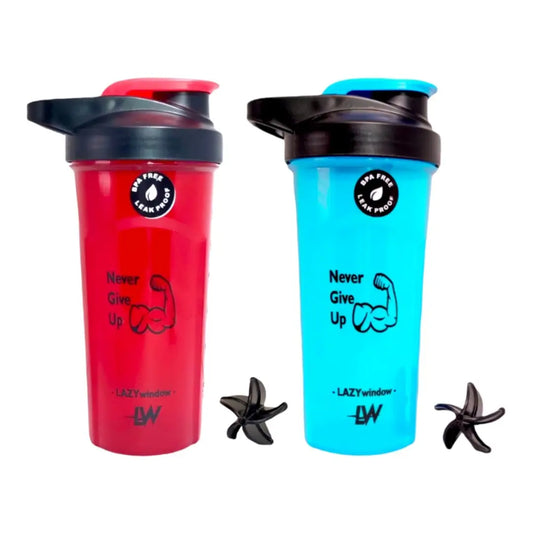 Premium Plastic Gym Shaker Bottle | Protein Shaker with Blending ball 600ml (Pack of 2)