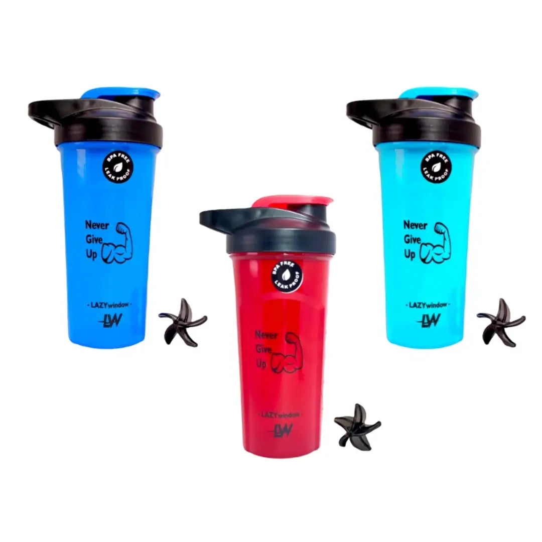 Premium Plastic Gym Shaker Bottle | Protein Shaker with Blending ball 600ml (Pack of 3)