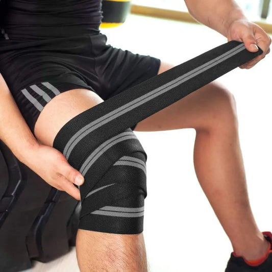 Knee Wrap for Weightlifting-Adjustable Straps,Stretchable Fabric Knee Support