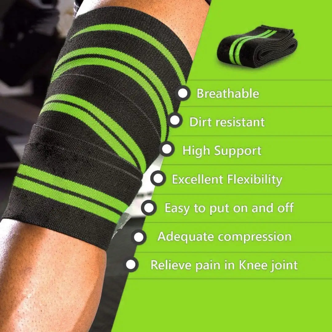 Knee Wrap for Weightlifting-Adjustable Straps,Stretchable Fabric Knee Support