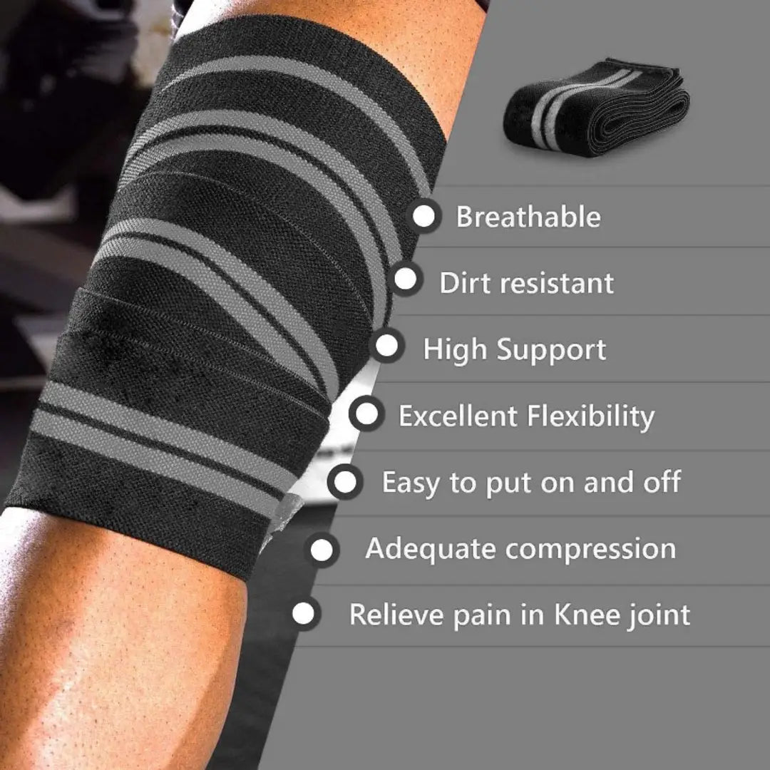 Knee Wrap for Weightlifting-Adjustable Straps,Stretchable Fabric Knee Support