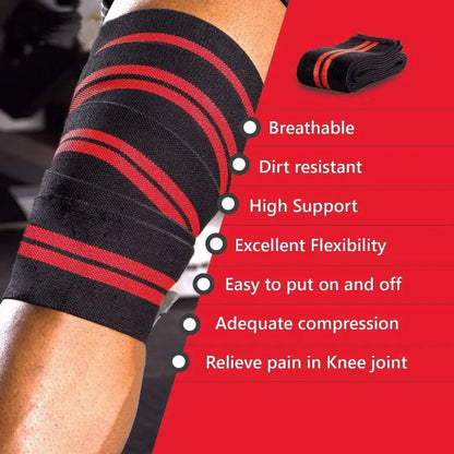 Knee Wrap for Weightlifting-Adjustable Straps,Stretchable Fabric Knee Support