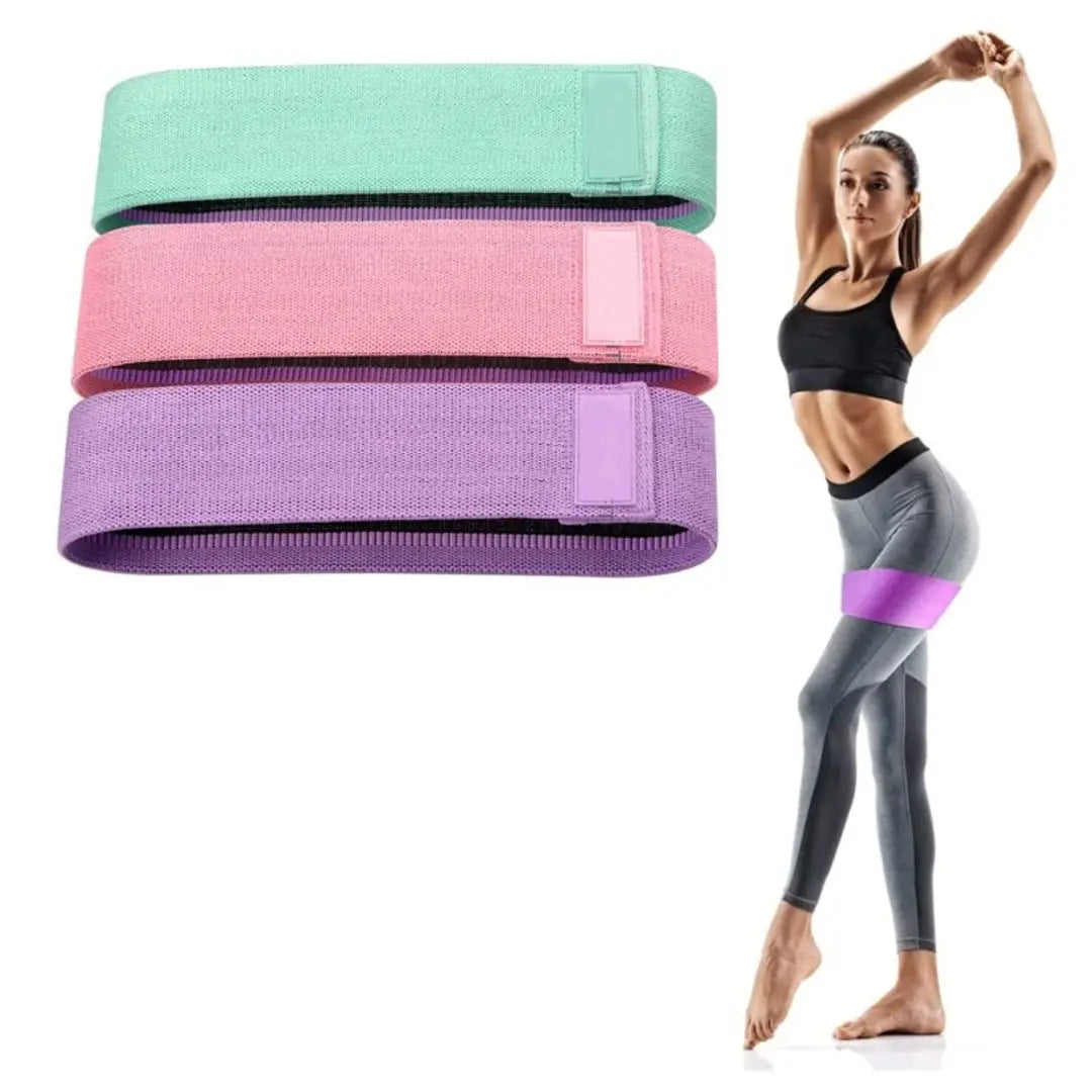 Cotton Fabric Resistance Bands, Non Slip Bands for Leg and Glutes Workout, Workout Exercise glute Bands for Women, Pack of 3