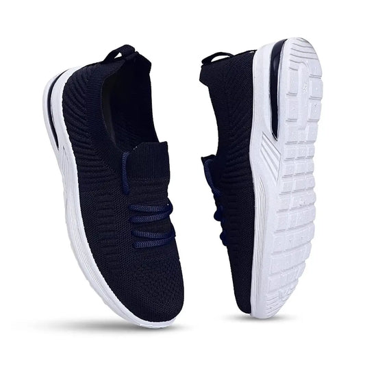 Womens Mesh Sports Shoes Walking Running Shoes For Women (Navy-Blue)