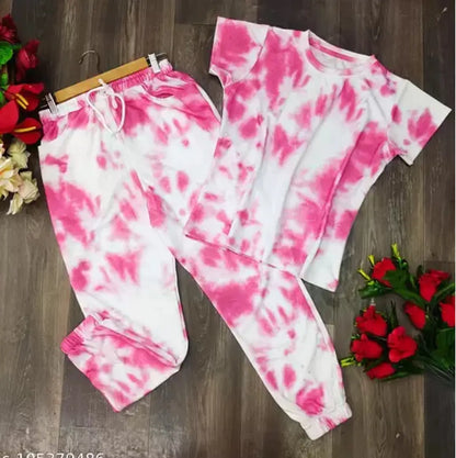 Tie and Dye Jogger with T-Shirt | Trouser with T-shirt Full Pair for Women | Gym Outfit |Tights With Tshirt Pair | Track pant with Tshirt Pair