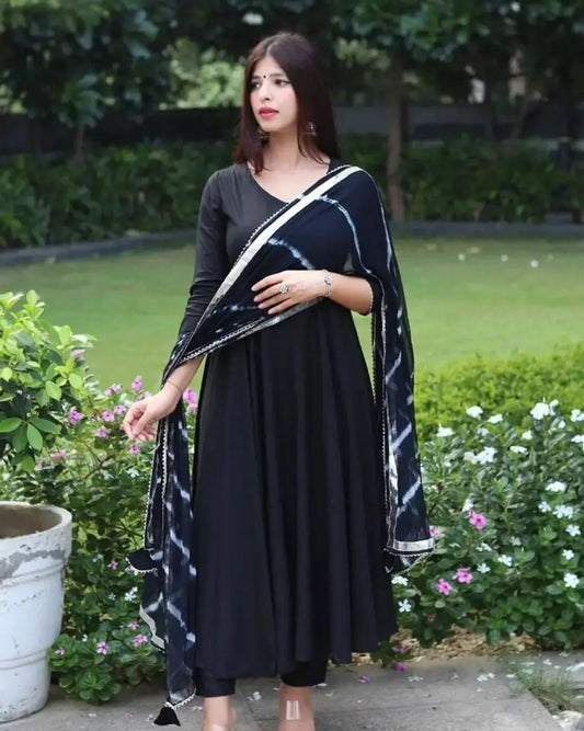 Classic Georgette Gown with Dupatta for Women