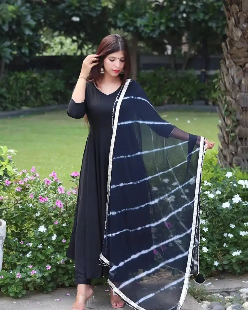 Classic Georgette Gown with Dupatta for Women