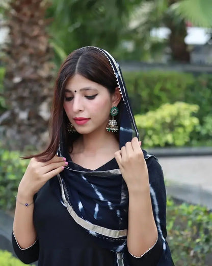 Classic Georgette Gown with Dupatta for Women