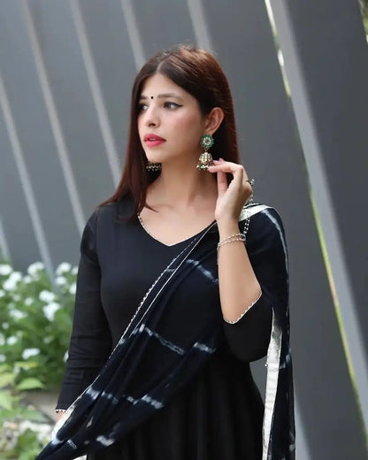 Classic Georgette Gown with Dupatta for Women