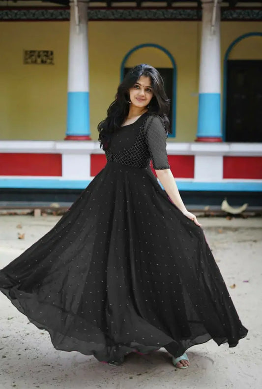 BLACK COLOURED GEORGETTE GOWN WITH JACKET