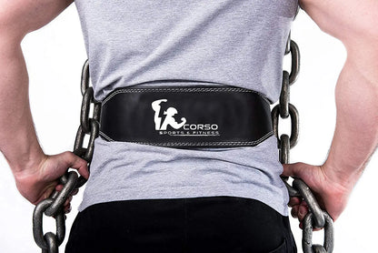 CORSO Small Genuine Leather Weight Lifting Gym Belt For Back Support for Heavy Lifting Belt