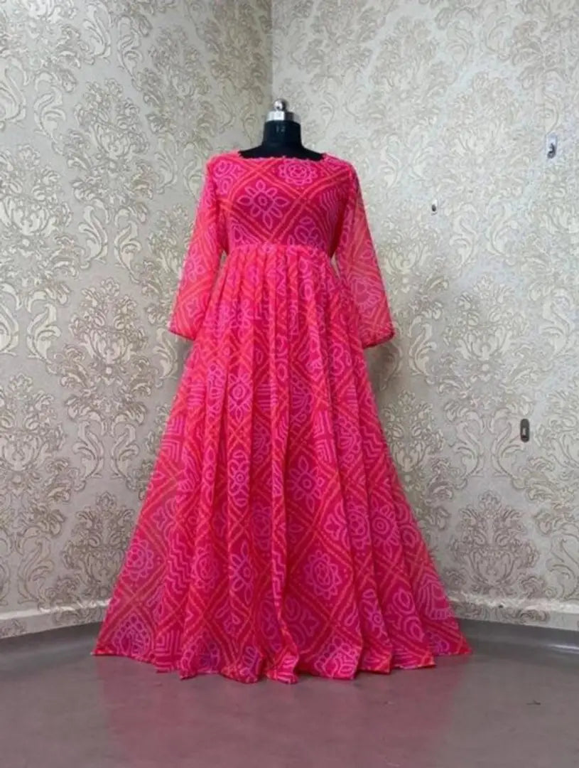 Bandhani Gown Pink