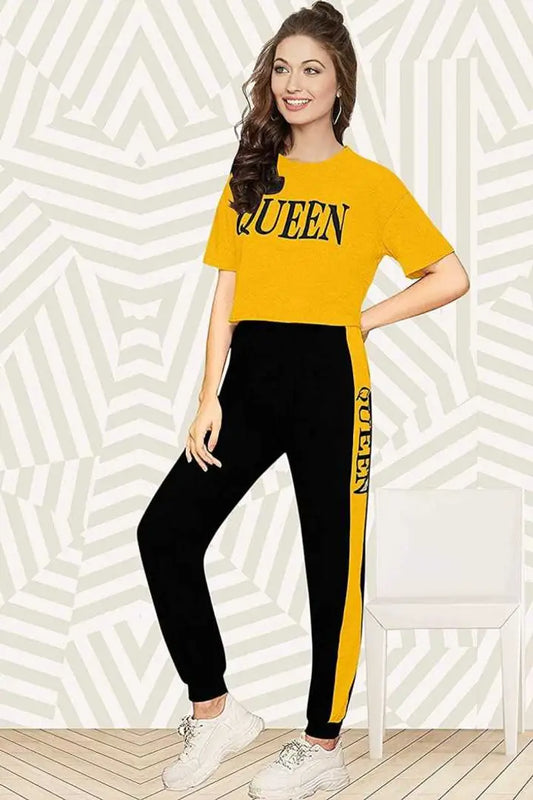 Stylish Women Tracksuit Yellow Queen