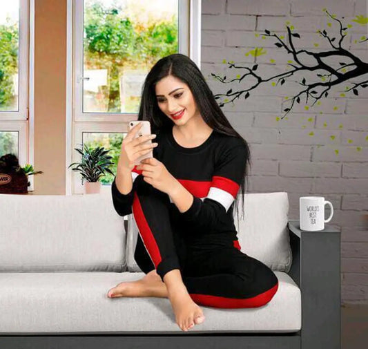 Solid Women Track Suit Black