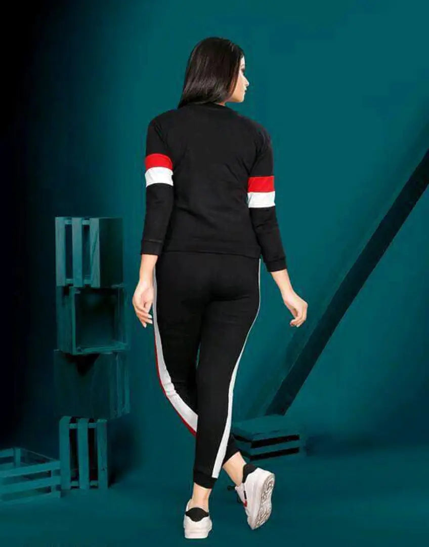 Solid Women Track Suit Black