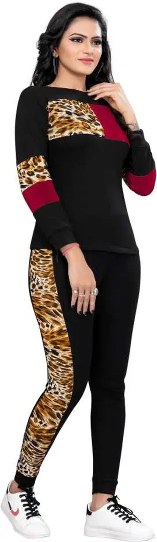 Animal Print, Solid Women Track Suit