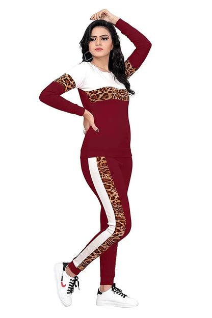 Animal Print Solid Women Track Suit