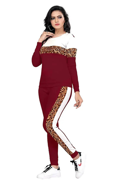 Animal Print Solid Women Track Suit