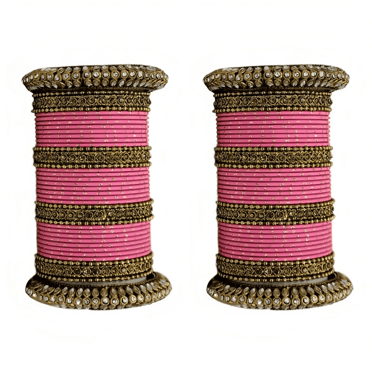 Oxidized Kada with Golden Dot Metal Bangles set of Women and Girls (Set of 2)