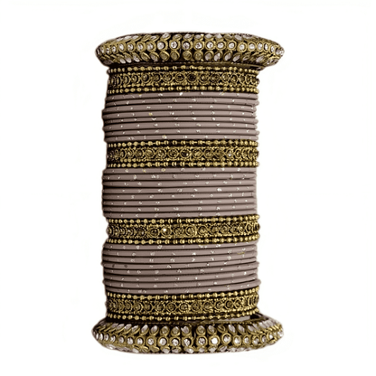 Radiant Bright Texture Bangles with Golden Oxidized Kada Set