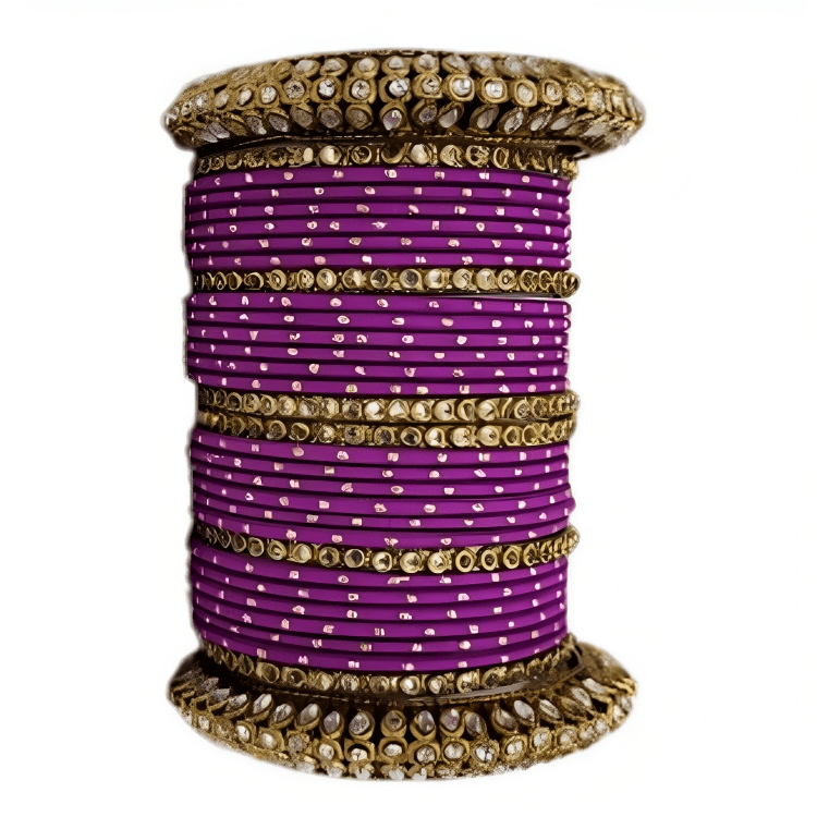 "Radiant Oxidized Gold Metal Kada and Brass Stone Bangles Sets For Women