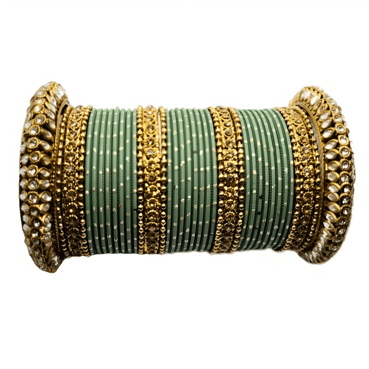 Radiant Golden Oxidized Kada with Matte Texture Golden Dot Metal Bangles Set